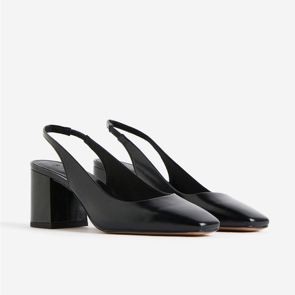 H&M Black Block Heeled slingbacks with square toe - Picture 9 of 11